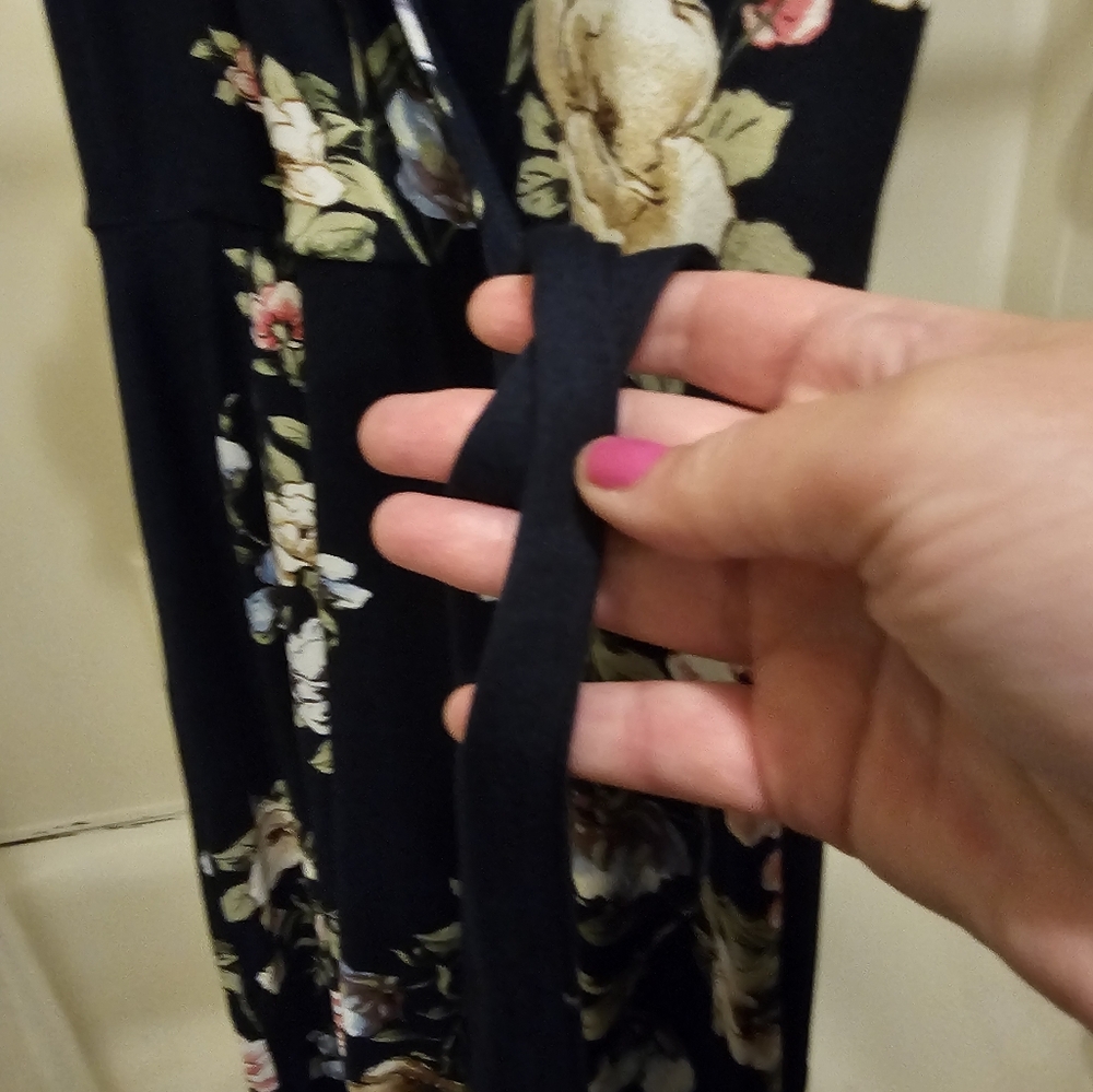 A. Byer Blue and Pink Flutter Sleeve Wrap Sundress - Picture 5 of 5